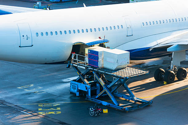 Airplane being loaded with cargo