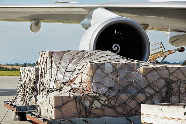 Loading of cargo to the freight aircraft.