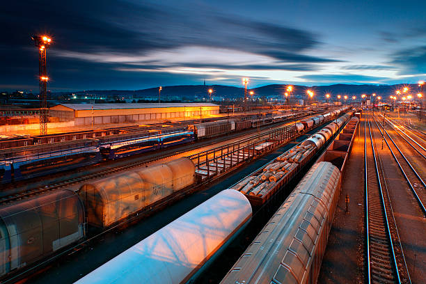 Freight Trains and Railways at twilight