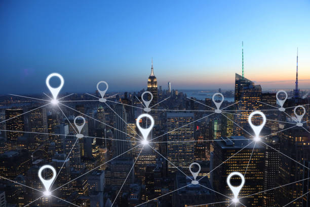 Network gps navigation modern city future technology